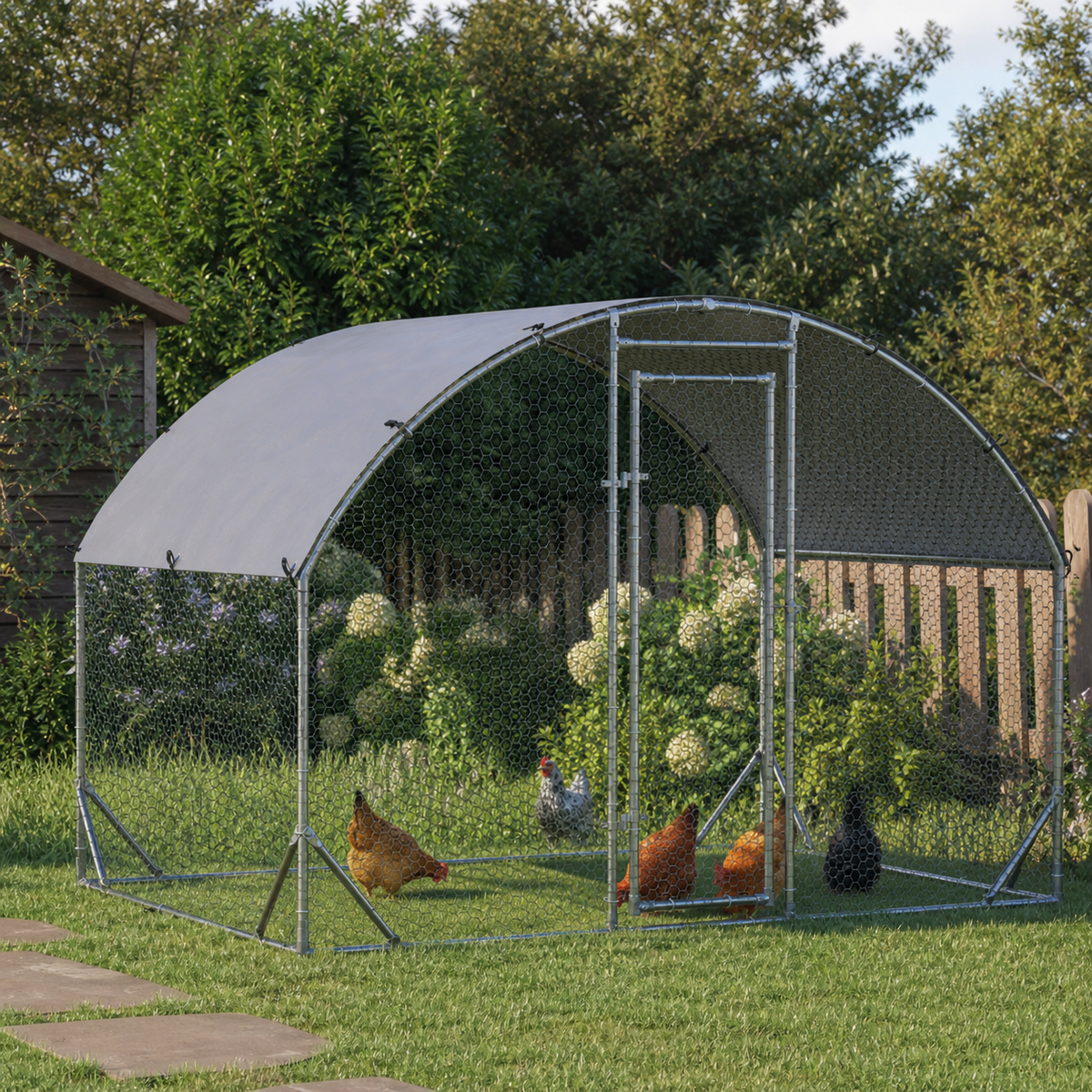 Enclos poulailler pour huit à douze poules