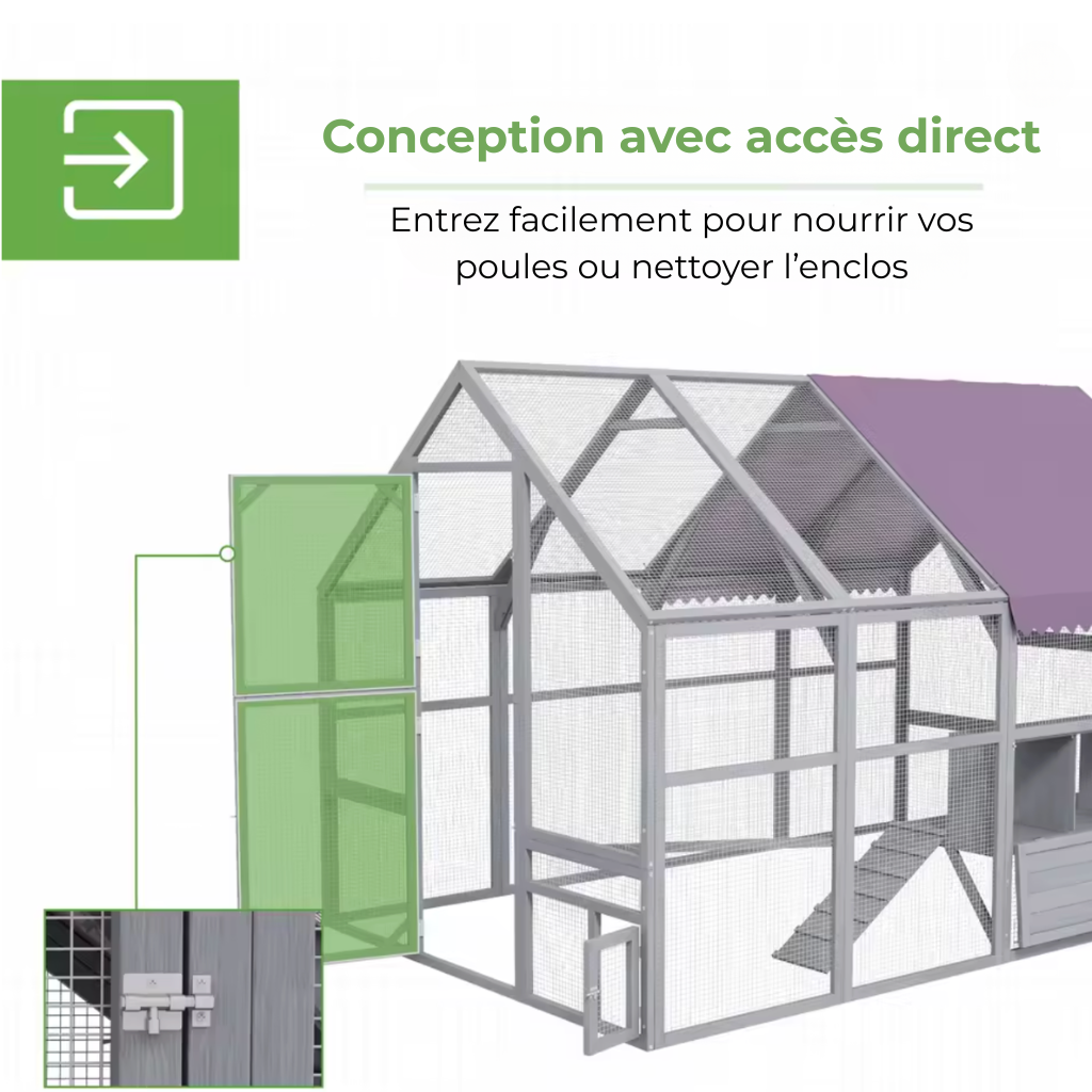 Poulailler avec enclos huit douze poules