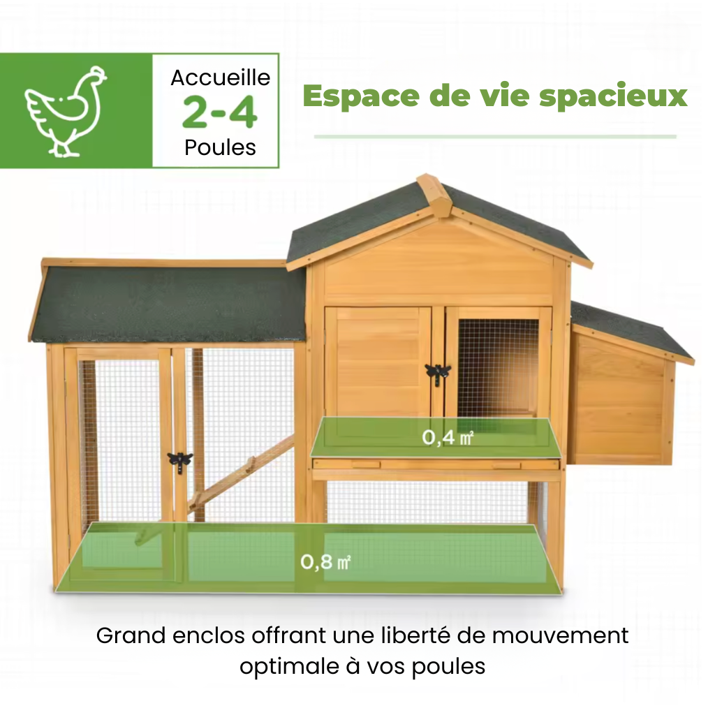 Poulailler bois quatre poules
