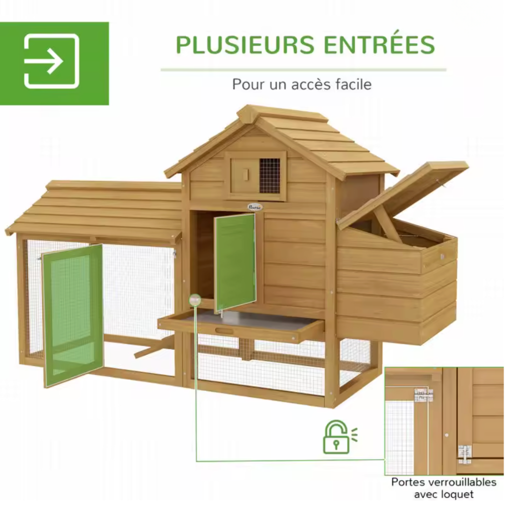 Poulailler deux poules en bois