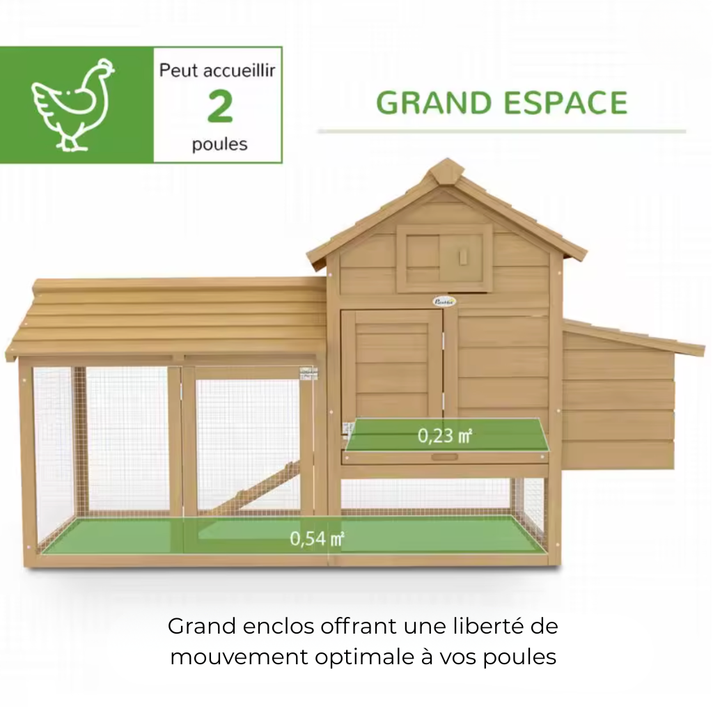 Poulailler en bois deux poules