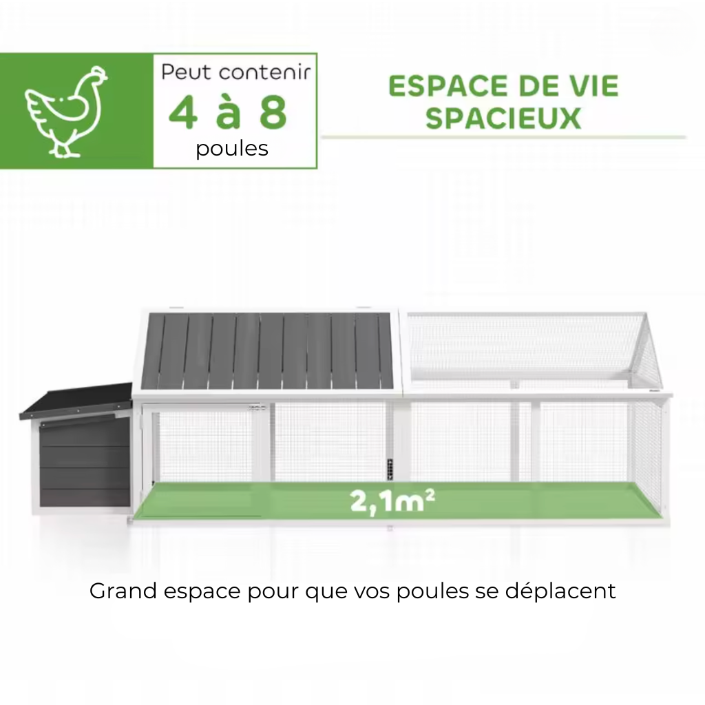 Poulailler gris quatre huit poules